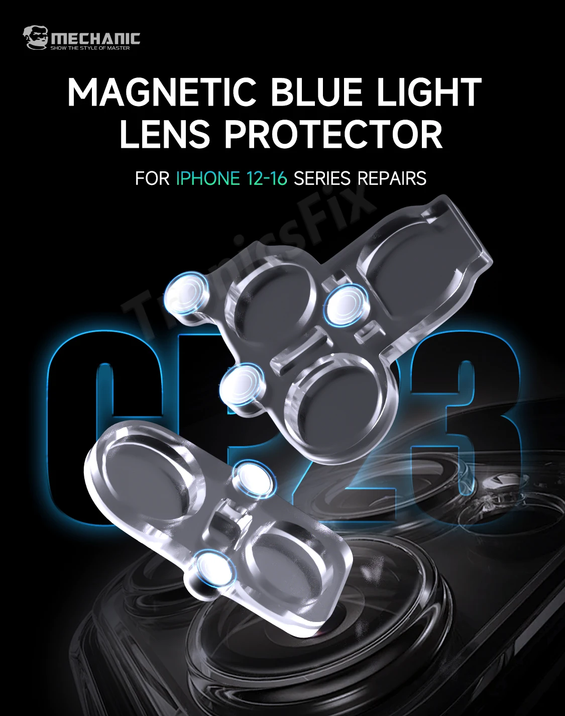 MECHANIC CP23 Magnetic Blue Light Lens Cover - Full Coverage Scratch-Resistant Protective Case for iPhone 12-16Promax