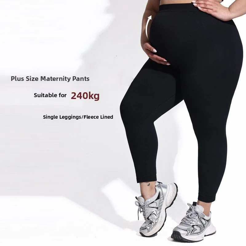 

Pregnant Women High Waist Fce Lined Leggings Women's Casual High Waist Spring Autumn Thermal Printed Nylon Pants