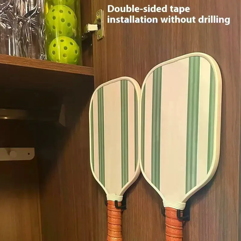 

2PCS Universal Pickleball Racket Holder Wall Mounted Racket Rack Stainless Steel Wall Hook Badminton Racket Holder