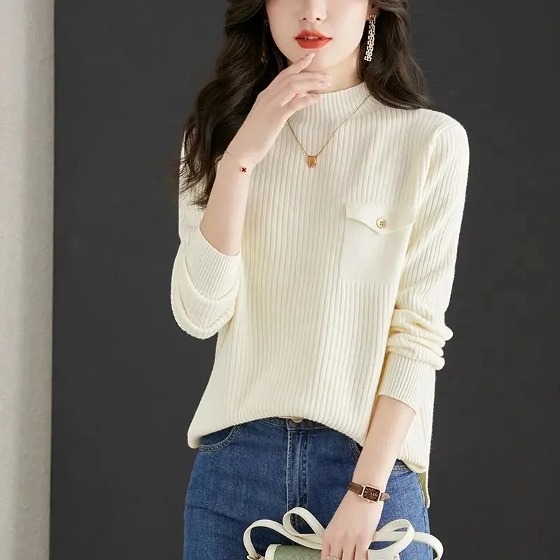 2024 Autumn Winter Sweater Women Fall Turtleneck Sweater Knitted Soft Pullovers Cashmere Jumpers Basic Sweaters Pull Femme