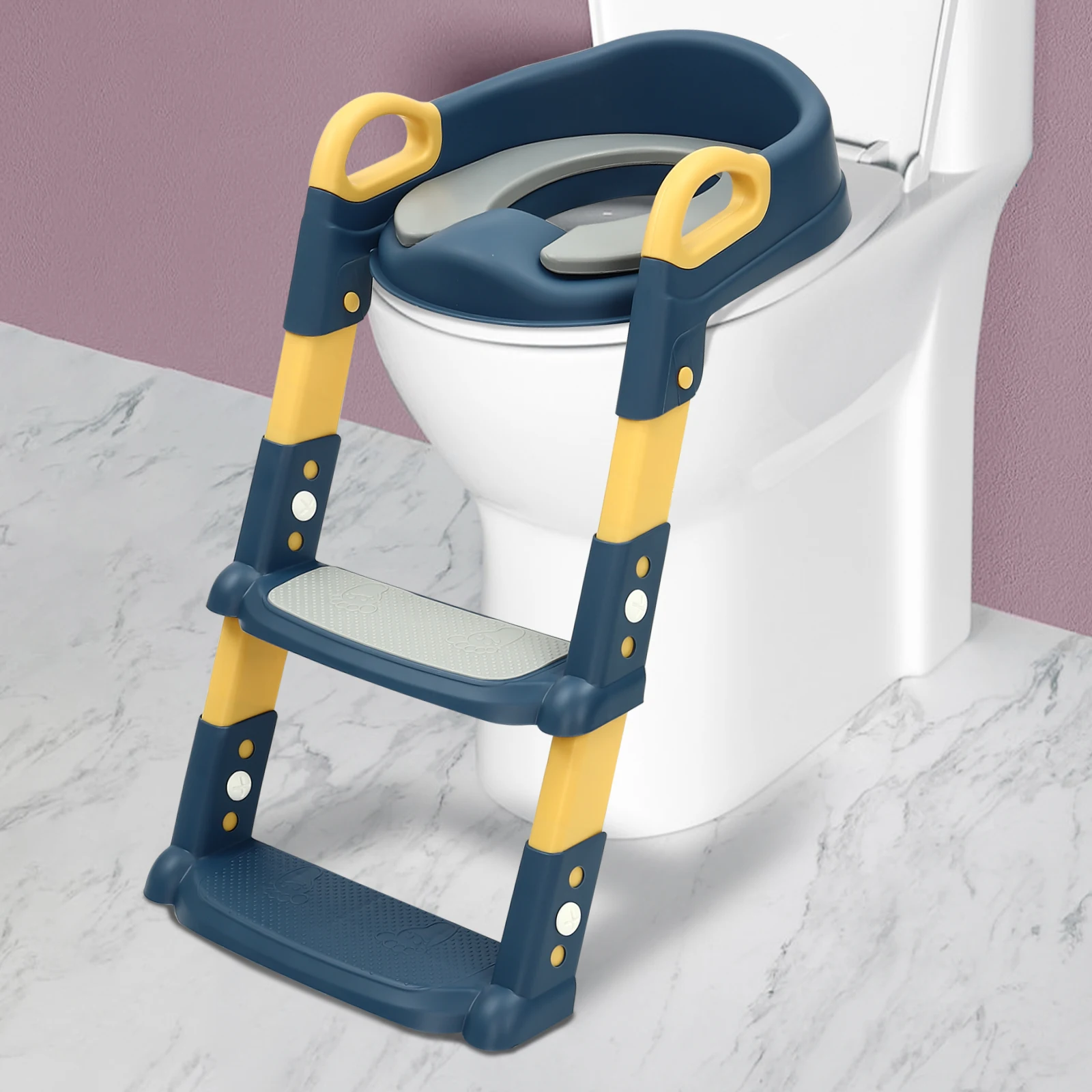 Siège de toilette pour enfants avec escalier, réglable en hauteur, pliable, siège d'apprentissage de