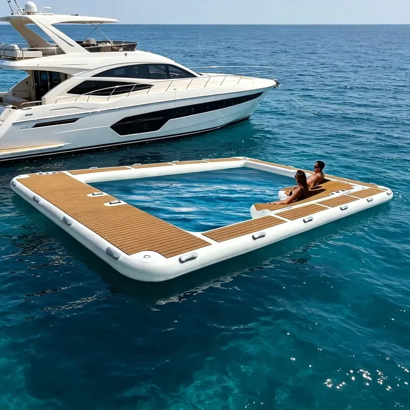 Drop Stitch Inflatable Floating Dock Swim Platform Summer Outdoor Inflatable Yacht Pool Water Sports
