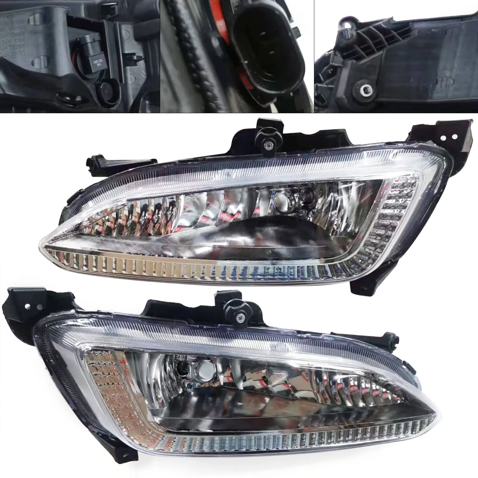 For Hyundai IX45 Santa Fe 2013 2014 2015 12V Fog Lights Fog Lamp Passenger & Driver Side Clear Lens