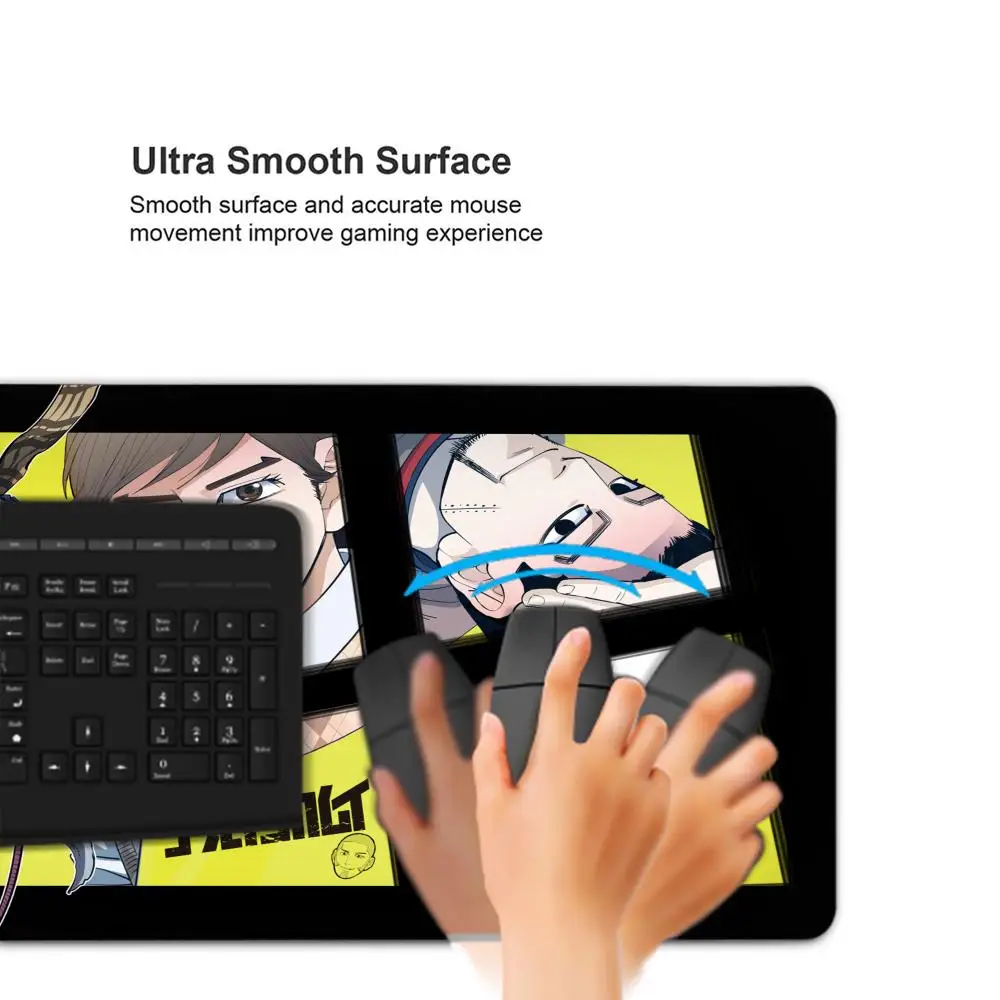 لوحة ماوس Golden Kamuy لوحة ماوس للكمبيوتر اللوحي مقاس XL لوحة ماوس لسطح المكتب، لوحة مفاتيح ألعاب لطيفة عالية الدقة بألوان قوس قزح، مشغل csgo، 90x40 #6