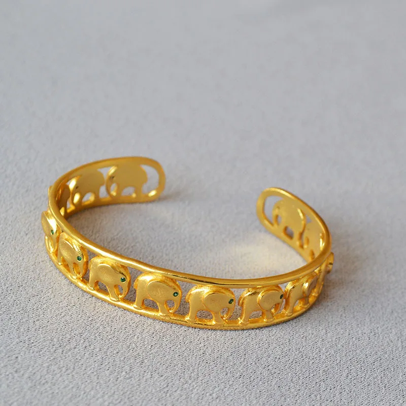 Brass Retro Chunky Elephant Bangle Women Men Lover Jewelry Designer T Show Runway Gown INS Japan Korean