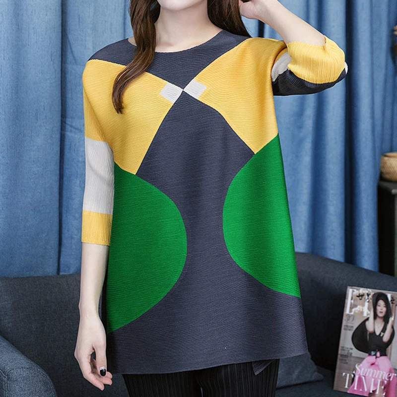 2023 New Printed Women's Spring/Summer Design Sense Korean Round Neck Slim  Long Sleeve T-shirt Top Women