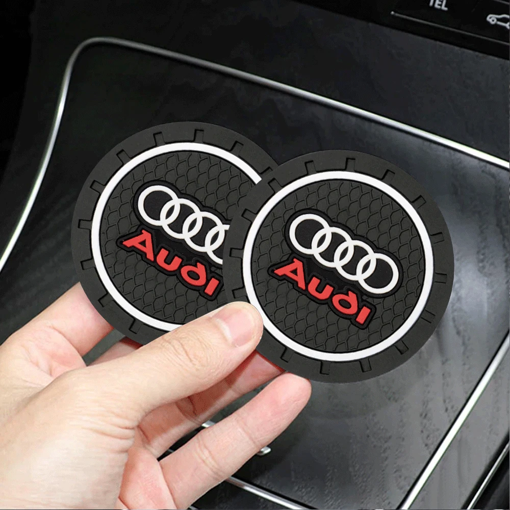 2/4 Stück Silikon-Antirutsch-Getränkehalter-Matte Auto-Untersetzer Zubehör für Audi TT QUATTRO Sline A4 B8 A3 8P A6 C7 8V B6 B7 B9 Q5