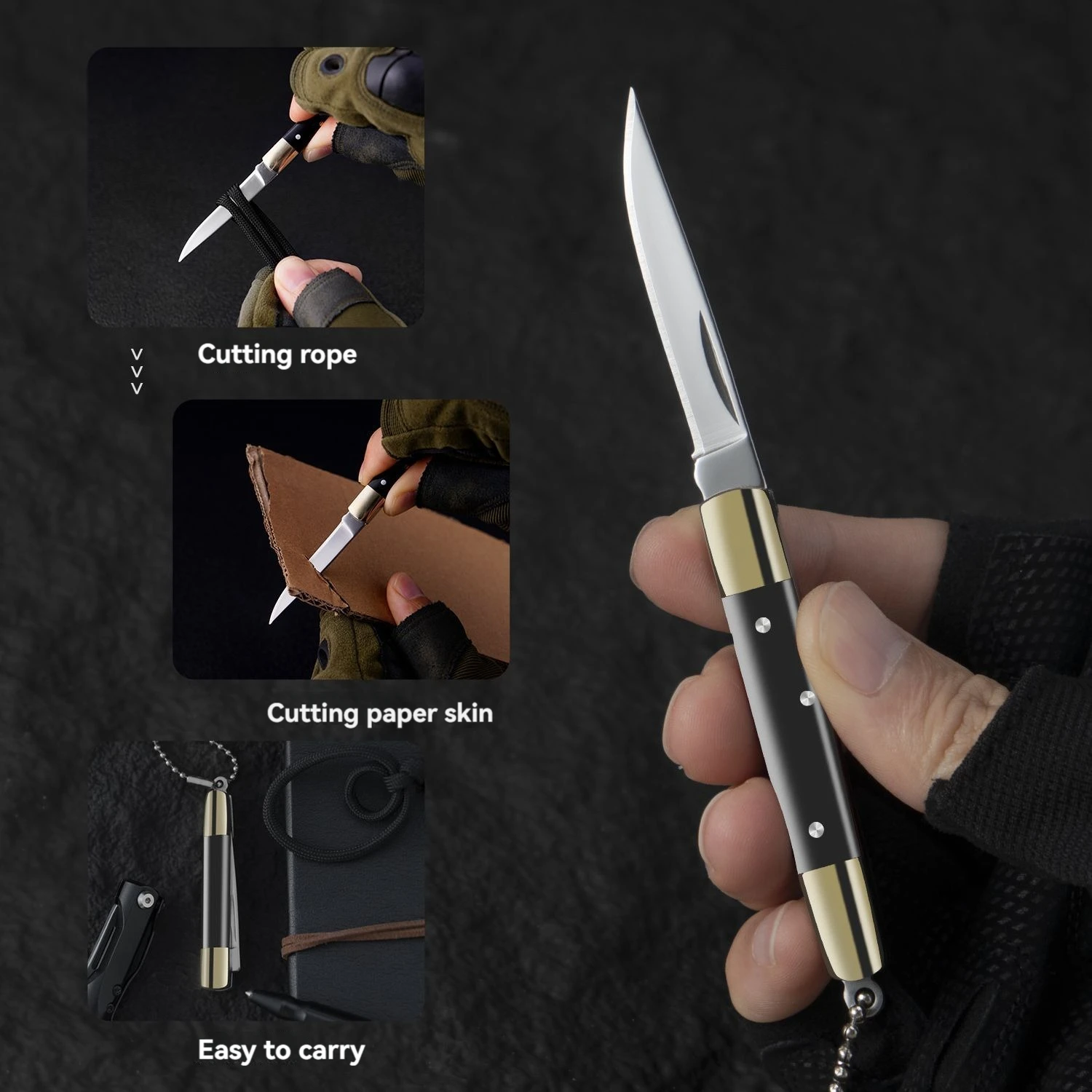 Stainless steel folding knife, creative mini knife, portable key knife, outdoor tool knife