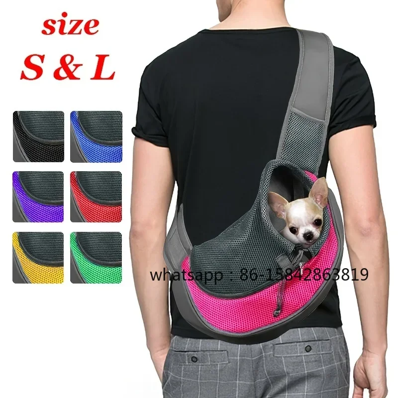 1Pc Dog Out Backpack,Dog Sling Carrier Breathable Mesh Travel Crossbody Bag for Puppy Cat Hiking Camping