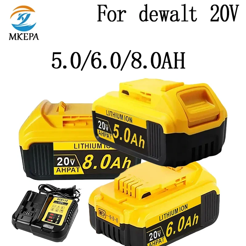 New 100% Original 5000mAh 20V for Dewalt Power Tool Battery DCB206 20V 8.0Ah Battery DCB206 20V Battery DCB205 DCB204-2