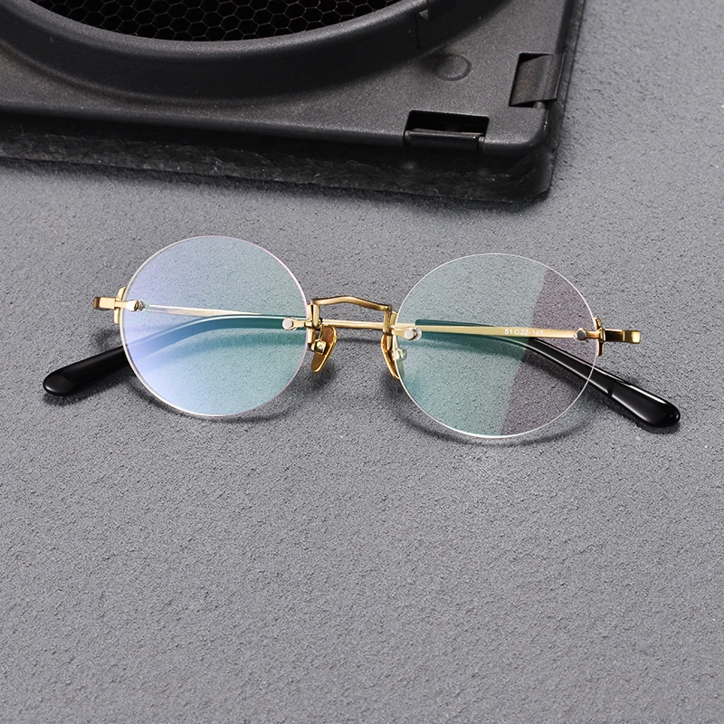 Japanese Vintage Round Rimless Glasses Frame Men Women Fashion Pure Titanium Optical Frameless Eyeglasses Reading Myopia Eyewear
