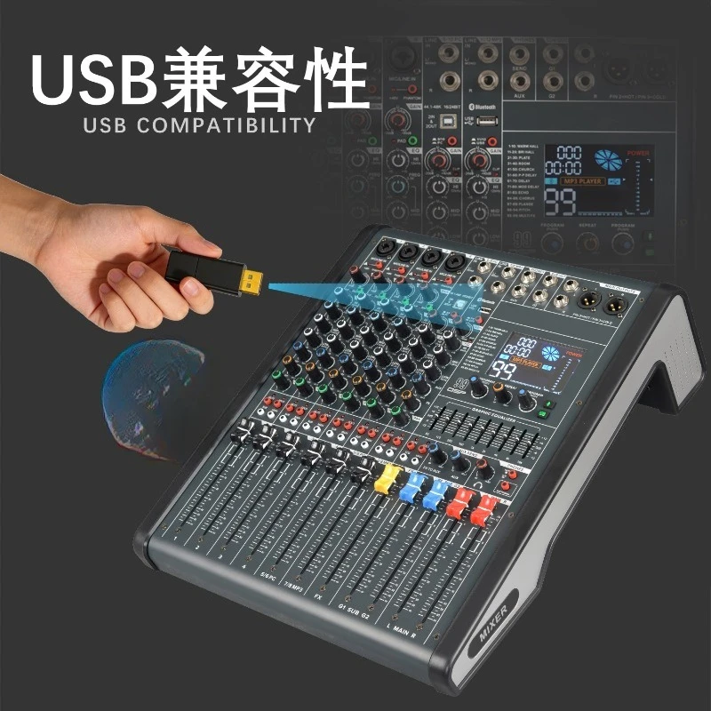 Professional Multifunctional Reverb Mixer Bluetooth KTV Conference Stage Wedding Bar Equalizer