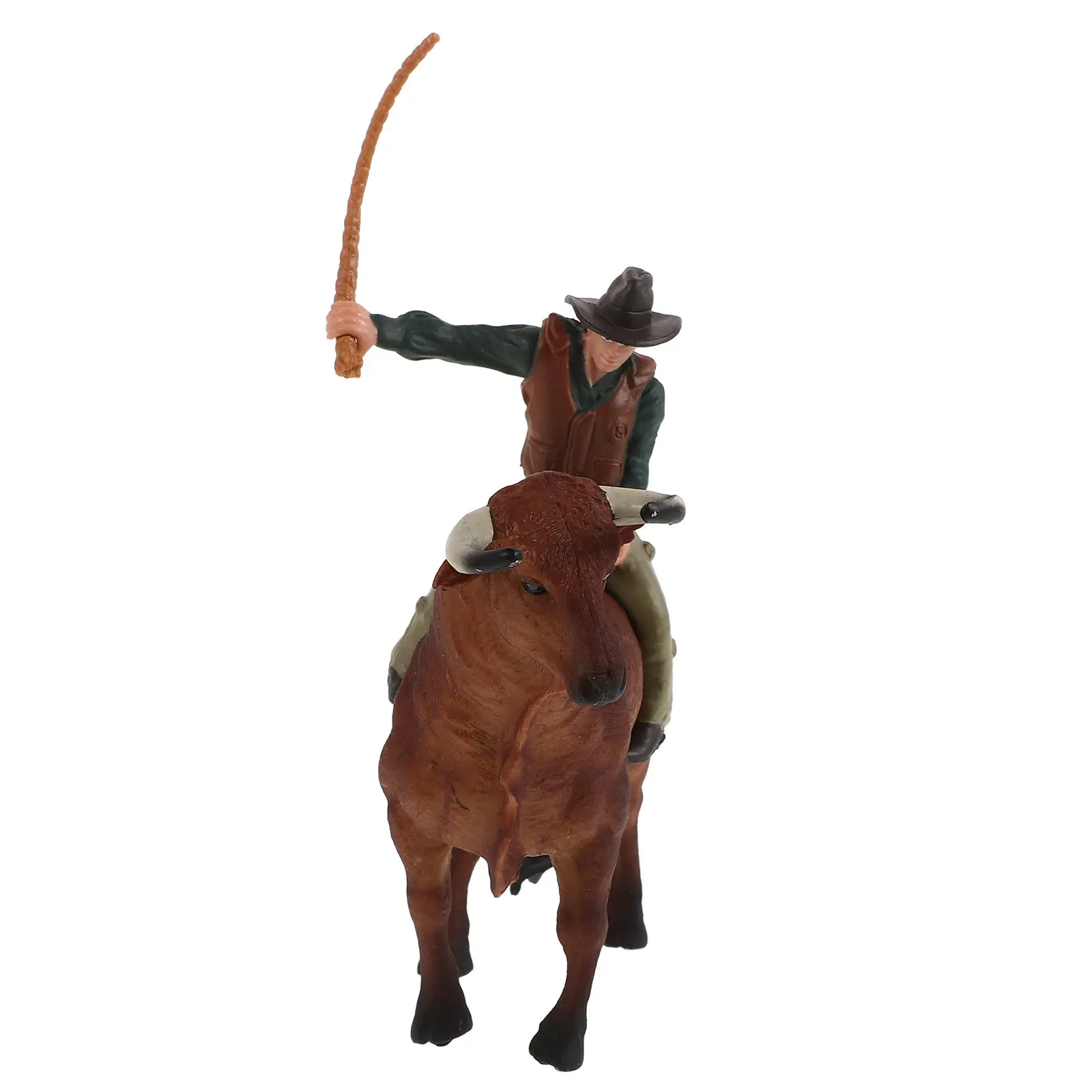 1 Set de Estatuas de Toro Vaquero del Oeste Realistas para Escritorio, Juguetes de Rancho para Niños para Juego Imaginativo