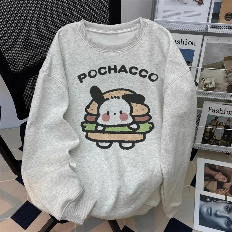 เสื้อสเวตเชิ้ตผู้หญิงลายซานริโอ้ เฮลโล คิตตี้ น่ารัก สไตล์การ์ตูน สำหรับนักเรียน ฤดูใบไม้ร่วง แขนยาว คอกลม เสื้อแฟชั่น เสื้อผ้าผู้หญิง เสื้อนอก