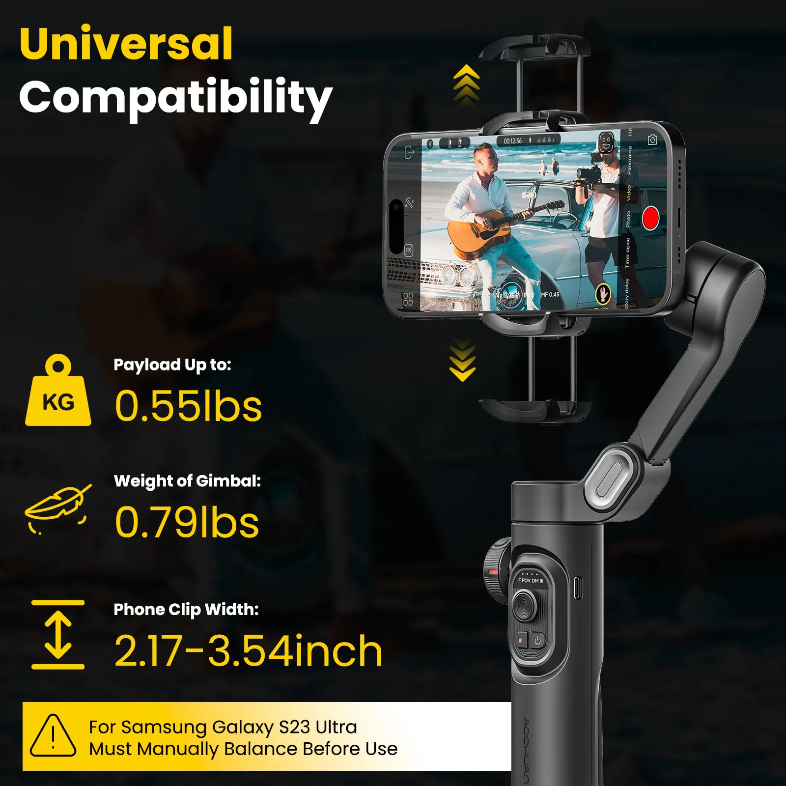 AOCHUAN Smart XE Combo1 3 Axis handheld Gimbal Stabilizer For iPhone and Android Smartphone Stabilizer With Extension Rod