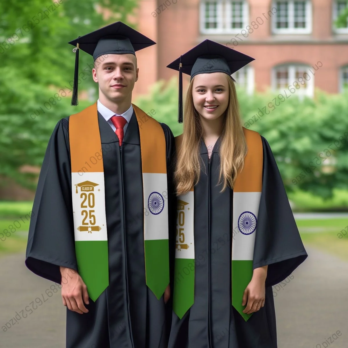 

New India Flag Unisex Top Print Graduation Stole Sash Adult Plain Graduate Honor Stole Class of 2025