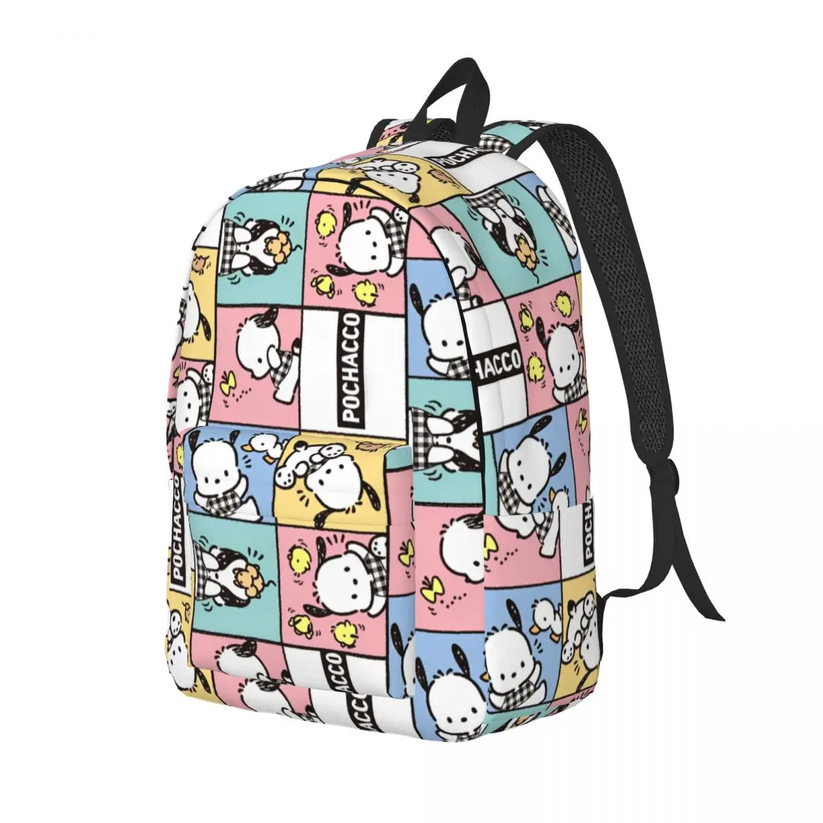 Pochacco Paterrn Cartoon Dog Cute Backpack Student Unisex Polyester Travel Backpacks Soft Modern High School Bags Rucksack