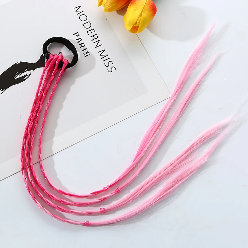 New Girls Colorful Wigs Ponytail Headbands Rubber Bands Beauty Hair Bands Headwear Head Band Kids Hair Accessories Hair Ornament