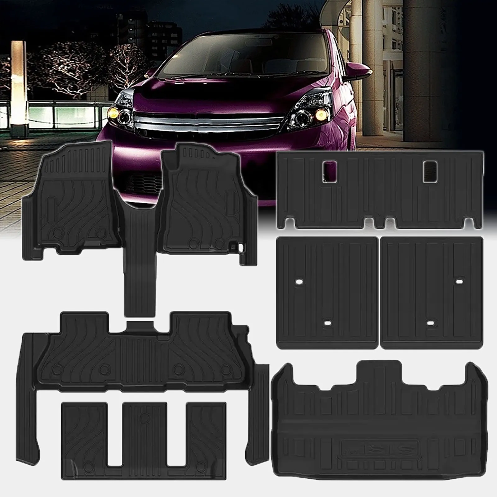 

for Toyota ISIS 2004-2017 Waterproof TPE Car Mats 3D Laser Scanning Perfect Fit Odorless Accessories Easy Clean