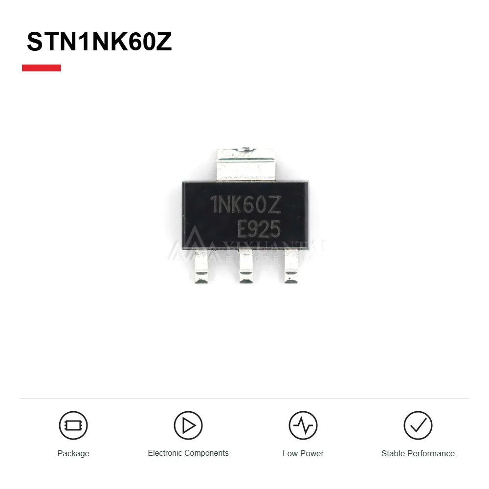 10PCS/LOT  STN1NK60Z 1NK60Z FIELD EFFECT MOS TUBE 0.3A 600V TRIODE SMD SOT223