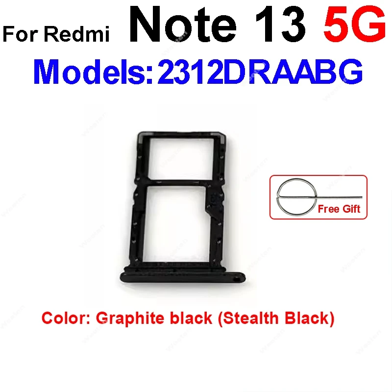 Sim Card Tray For Xiaomi Redmi Note 13 4G 5G Sim Card Reader Holder SIM Card Slot Replacement Repair Parts