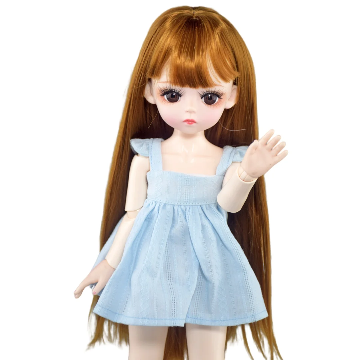 YUTOTUE 30cm Height Girl Doll with Makeup Face Dress Shoes Straight Hair Wig Full Set BJD Toy
