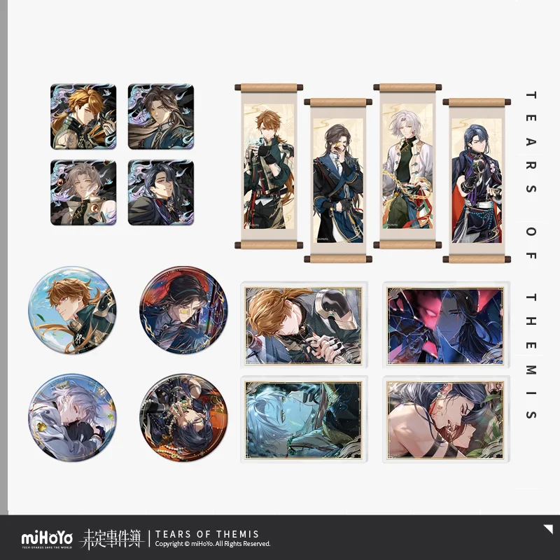 

Sunsyea Tears of Themis Official Merch miHoYo Original Authentic WLJ Scroll Shape Fridge Magnet Badge Ornament Raven King