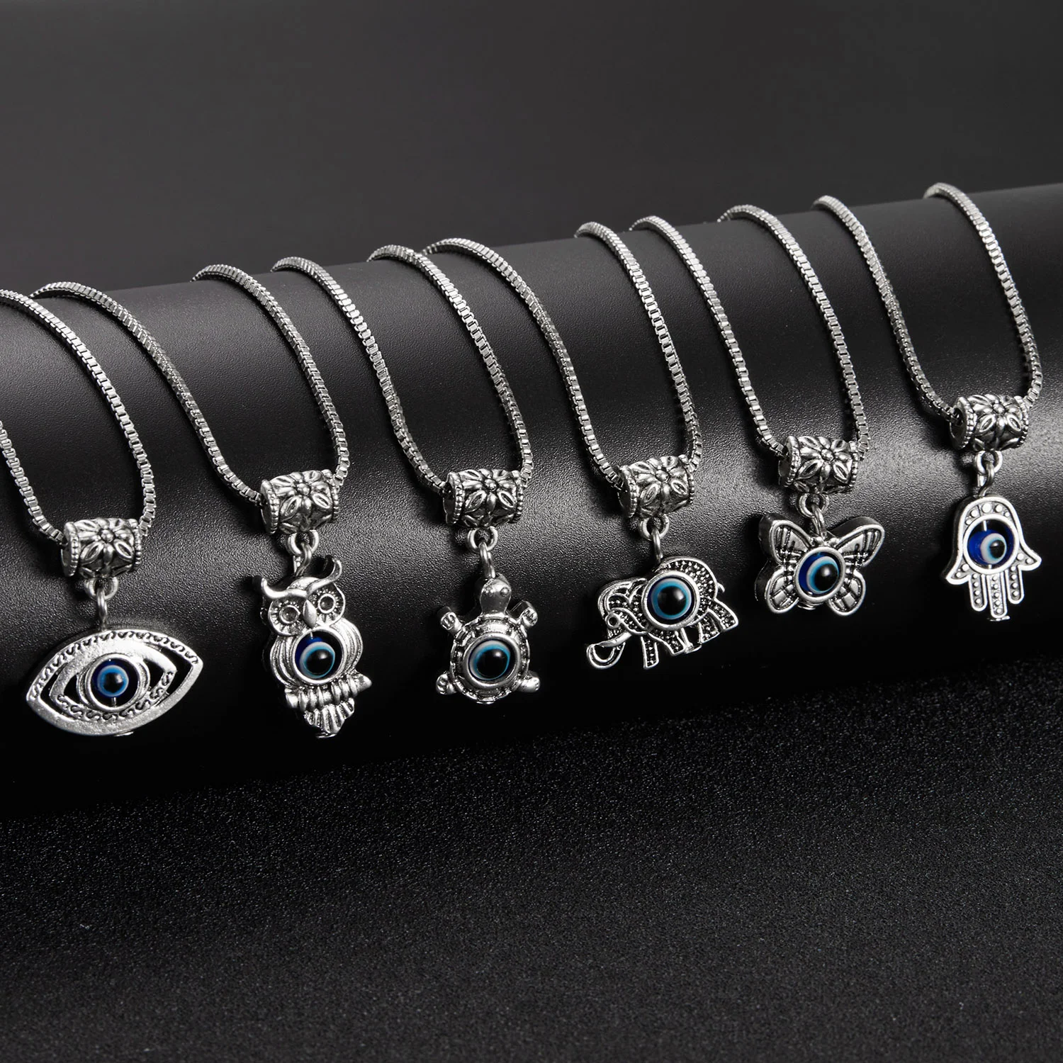 Lucky Blue Evil Eye Fatima Hamsa Pendant Necklace Women Men Turkish Turtle Elepant Boho Jewelry Gift