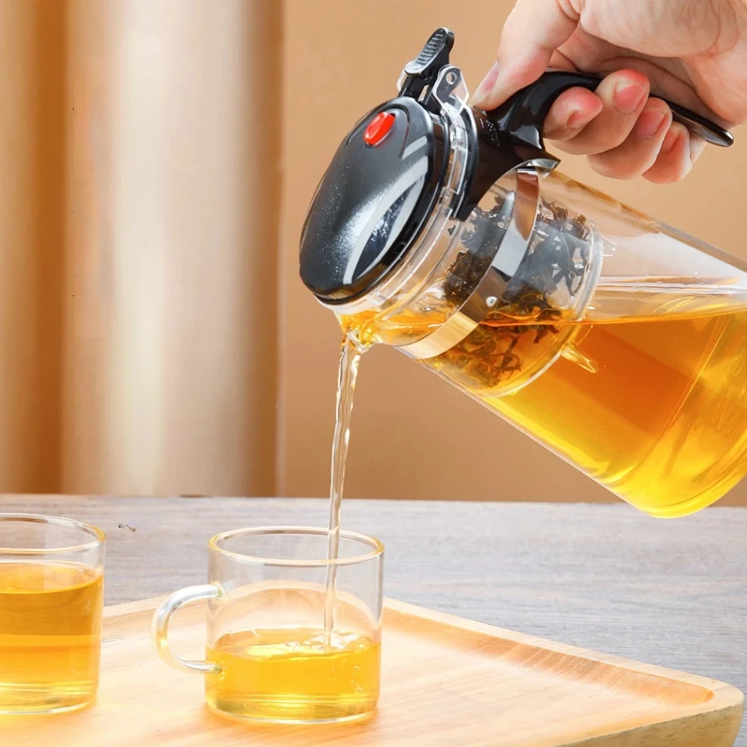 Teapot With Infuser Thickened Glass Heated Resistant Tea Pot One-button Filtering Tea Separation Kettle Tea