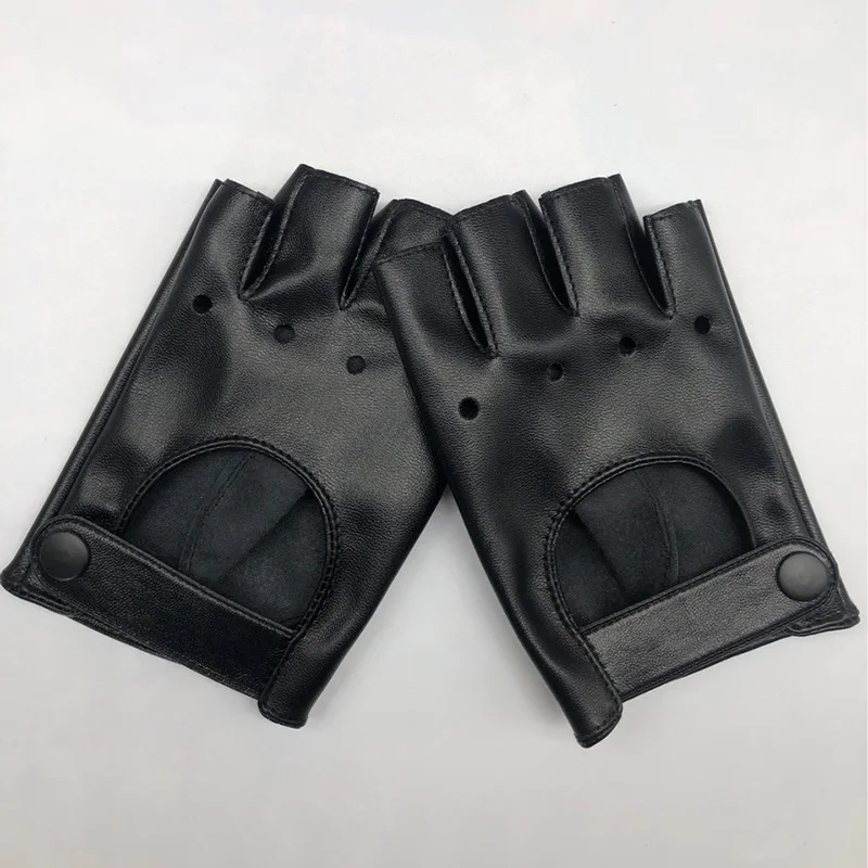 Donne Punk Nightclub Hip Hop Show Photography Dance Mitten Ladies Half Finger sintetico PU Leather Button Hole Driving Glove M16