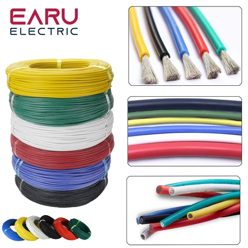 Imagen 2 del producto 5 metros/lote Cable de silicona eléctrico suave resistente al calor 8 10 12 14 16 18 20 22 24 26 28 30 AWG 5M 6 colores rojo negro azul