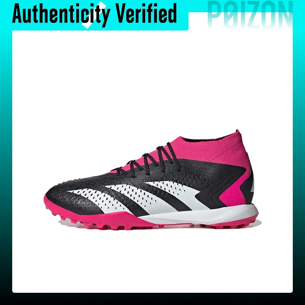 Adidas Predator Accuracy.1 TF Turf Cushioning Slip Resistant Abrasion Resistant Soccer Shoes Unisex Black White Pink GW4633