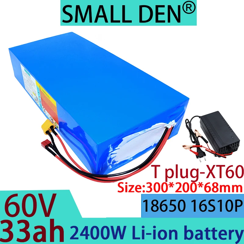 60V 33Ah 18650 16S10P lithium-ion battery pack 2400W outdoor backup battery,motorcycle electric tool battery+67.2V2A3A5A charger