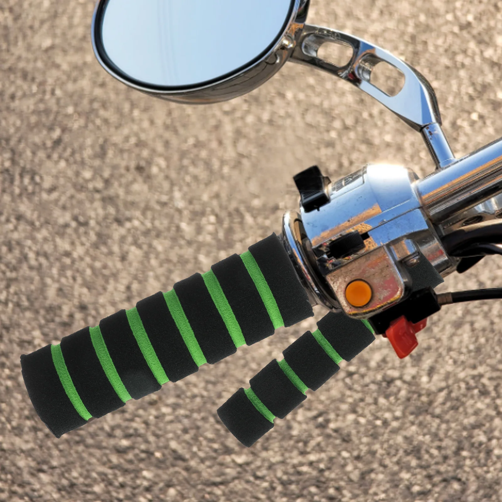 

4pcs Sponge Handlebar Grips for Bike Motorcycle Shockproof Comfortable Non Slip Green Color Riding Accessories