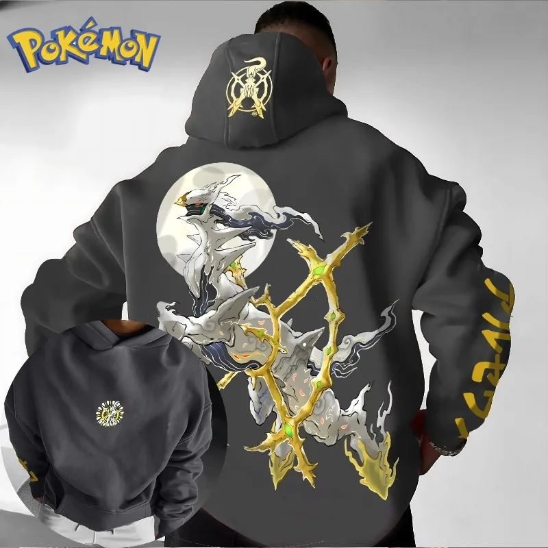 Hoodie Cetak Game Poksammon Baru Arceus untuk Pria dan Wanita, Hoodie Katun Murni 100% Cetak Mode Y2K2025 Musim Gugur/Musim Dingin