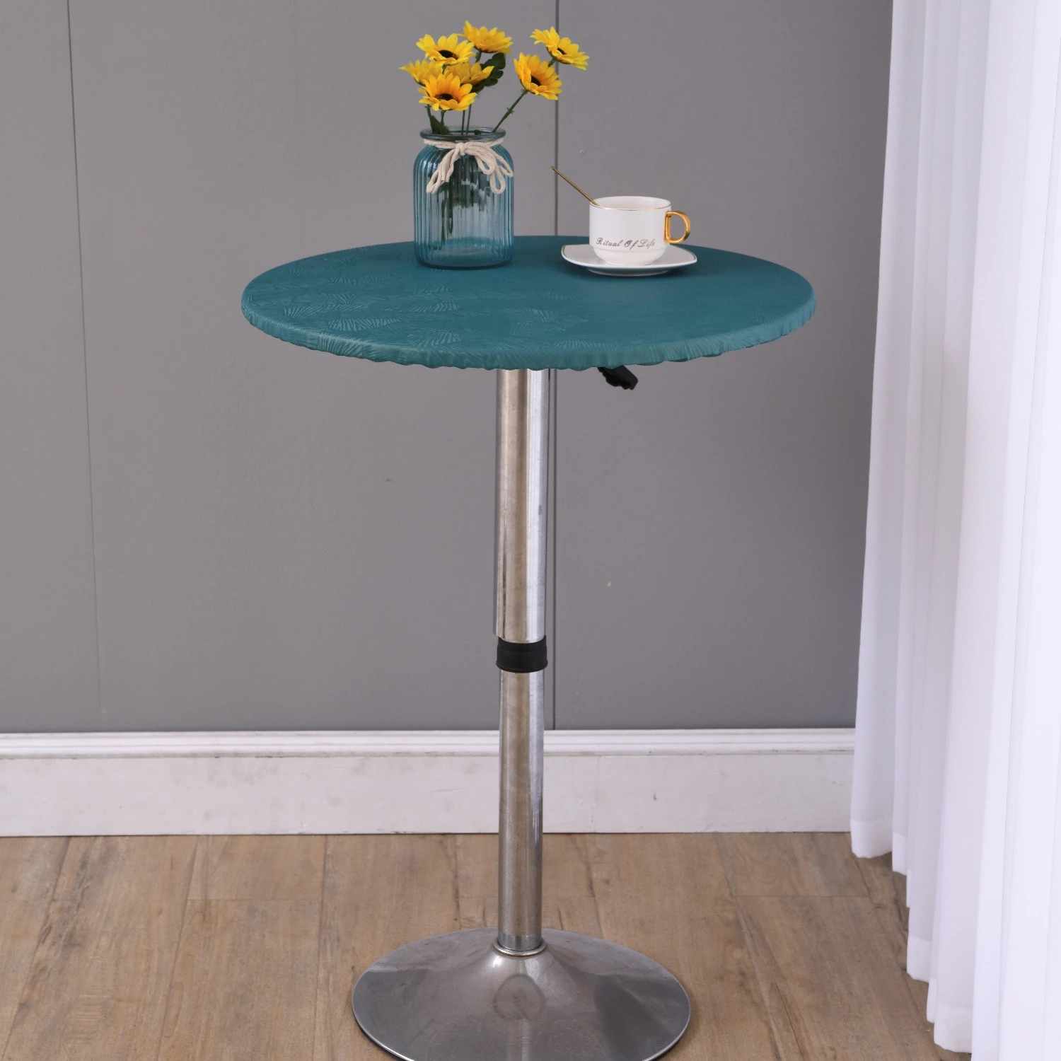 Stretch Vinyl Round Tablecloth Waterproof Oil-Proof Table Covers Protector Wipeable