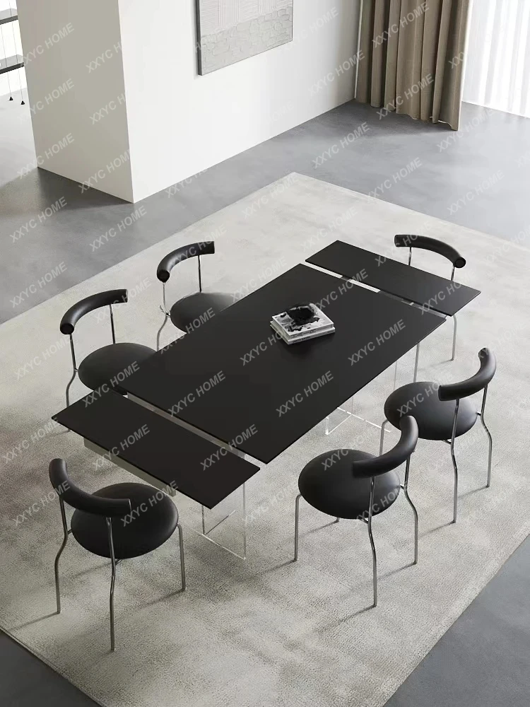 

Acrylic Suspension Retractable Stone Plate Dining Table Modern Simple Home Dining Table Foldable Rectangular Dining Table