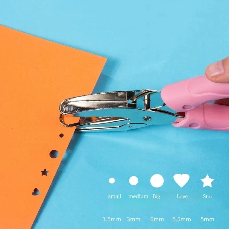 1.5mm Hole Punch, Bead Punch, Student Planner, Loose-Leaf Binders, Heart-Shaped Keychains, DIY Cartoon Rings