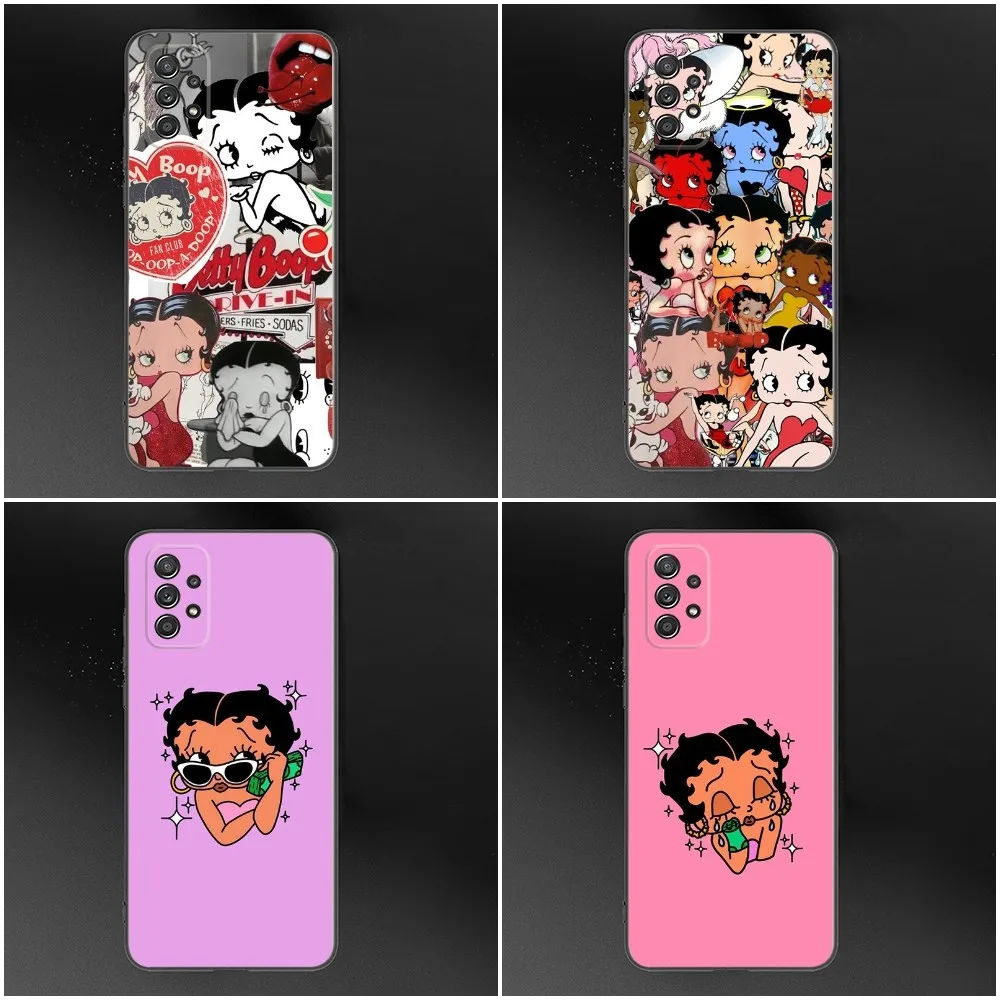 Pink B-Betty- B-Boop Girls Phone Case For Samsung S24,S23,S22,S21,S20,S10,S10E,S9 Plus FE Note 20 Ultra 10,9 Plus Black