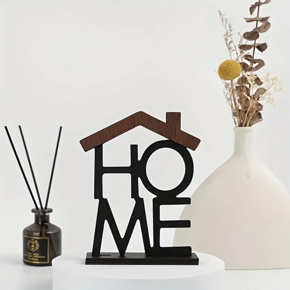 Wooden Home Letter Table Decor, Creative Hollow Home Sign Wooden Craft Ornament for Living Room Desktop Shelf Decor Shelf Decor