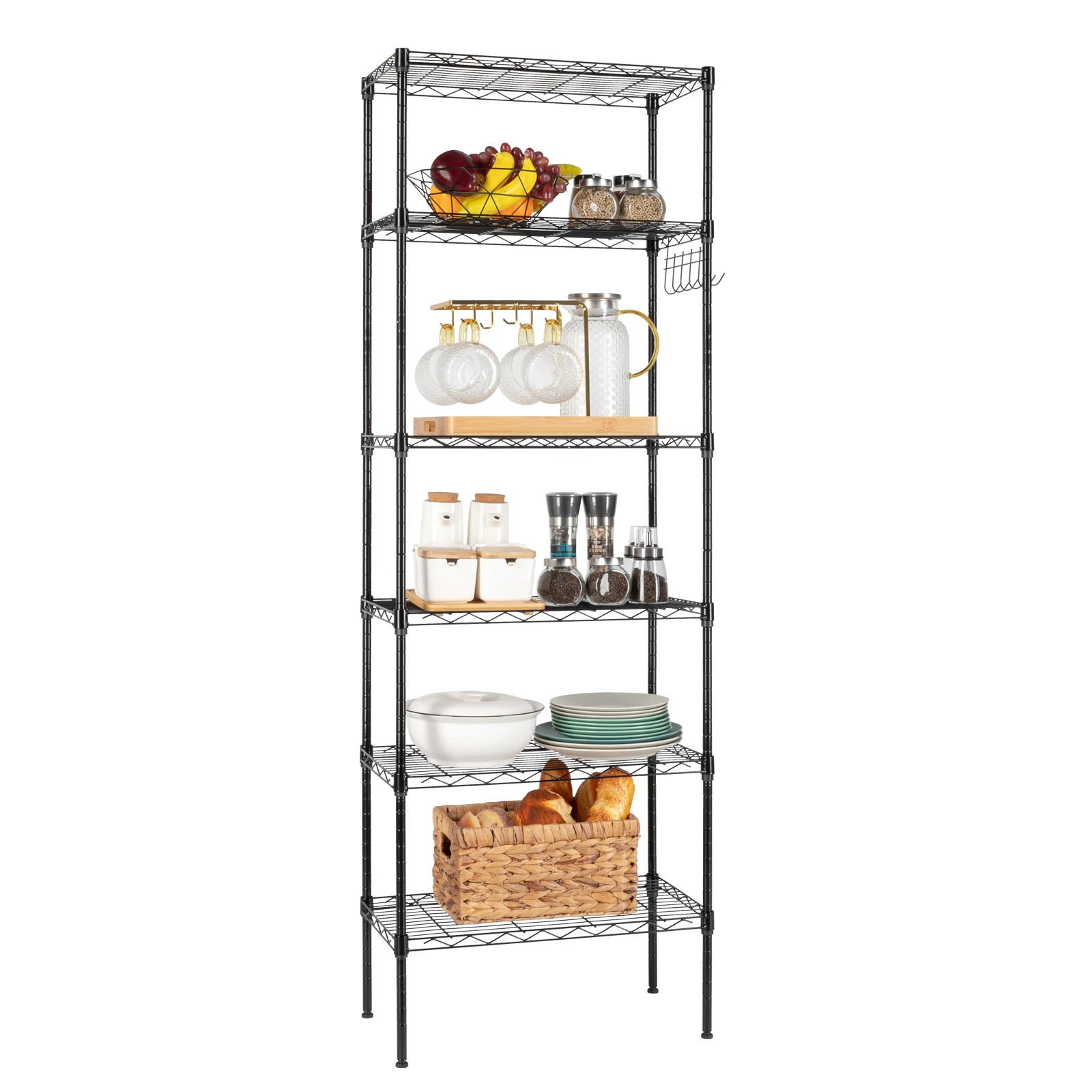 

Replaceable assembly with wheels, floor mounted carbon steel storage rack, black