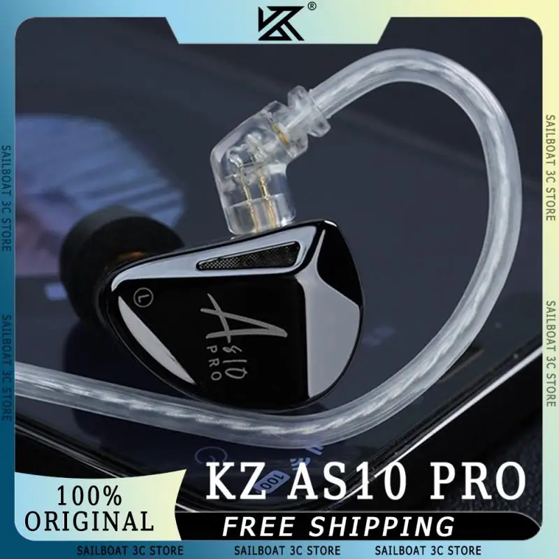 

KZ AS10 PRO 5BA in-Ear Earphones Detachable Silver-plated Cable HiFi Bass Stereo Wired Earbuds for Audiophiles Musicians Custom