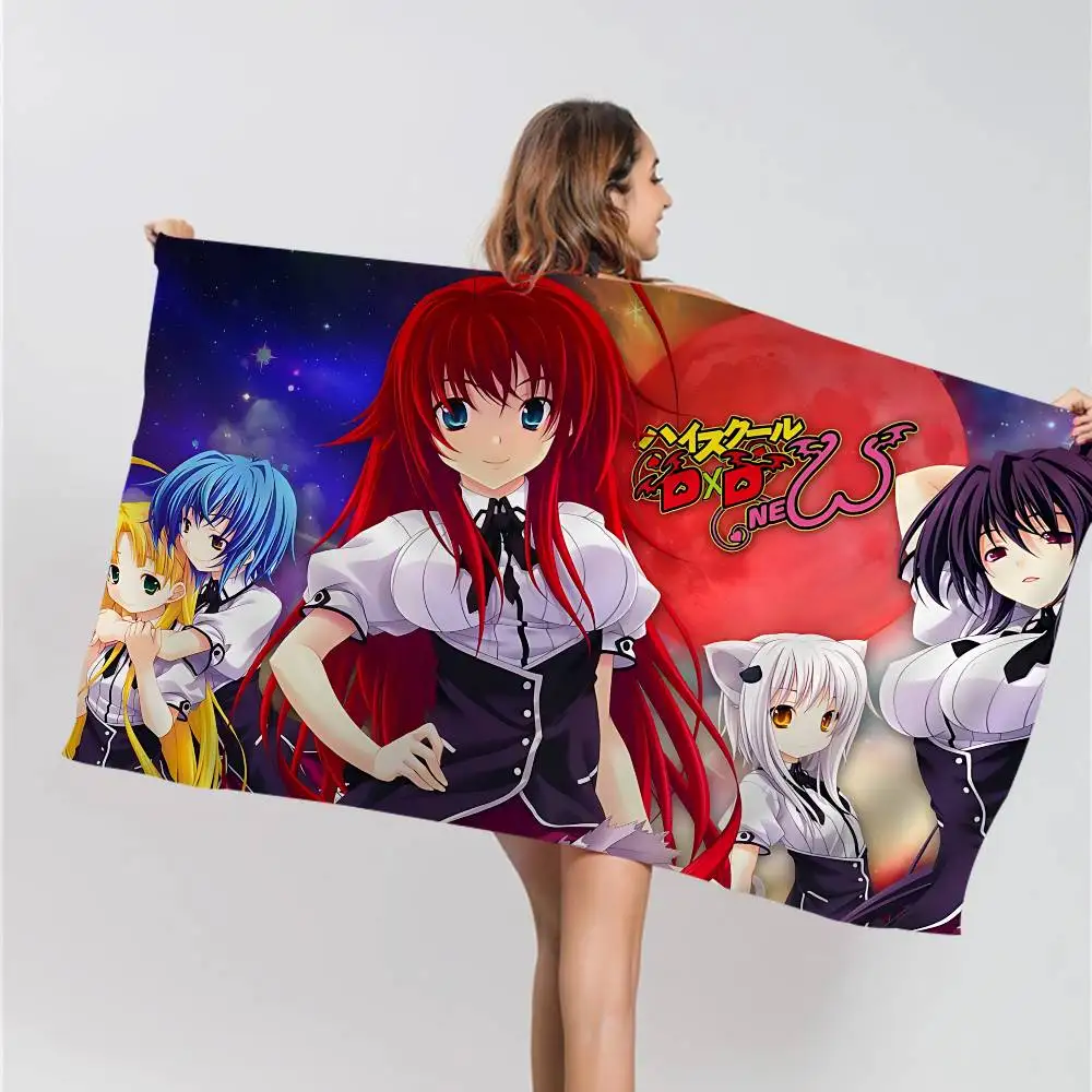 H-High S-School DxD Anime Microfiber Blanket Quick Drying Beach Towels Oversized Printing Super Absorbent Pool Towel Blanket