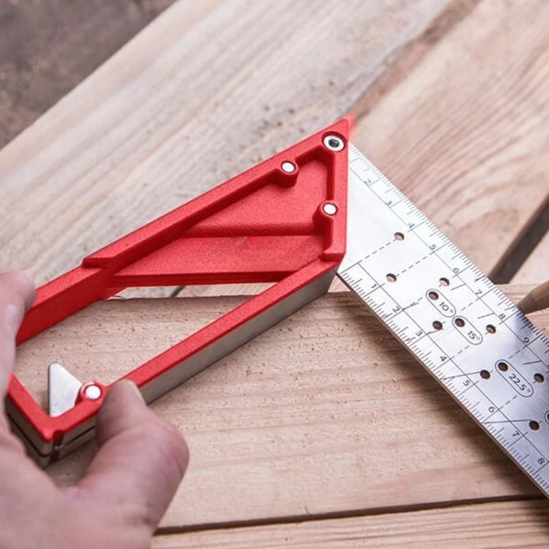 Woodworking Multi Hole Positioning Right Angle Ruler Thickened Stainless Steel 45 ° 90 ° Marking Ruler Durable Angle Gauge
