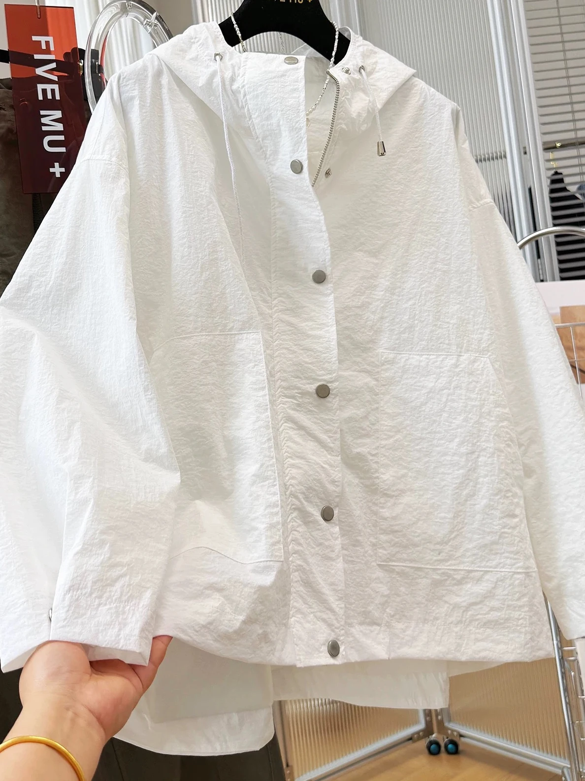 

plus Size Women's Loose Fit Hoodie Jacket Spring Summer Thin Sun Protection Shirt Casual Comfortable Outerwear Polyester Fiber