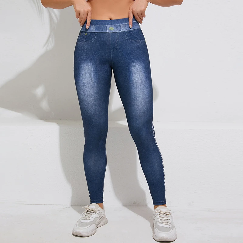 Fashionable Minimalist Denim Print Pants with Side Polka Dots for Casual Leisure And Sport Wear Soft And Skin-friendly