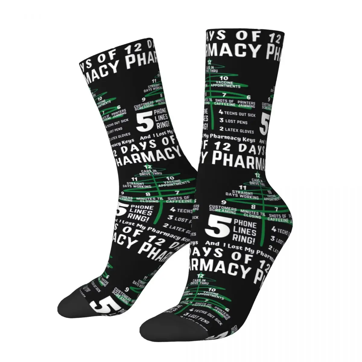 

12 Days Of Pharmacy Socks Harajuku Super Soft Stockings All Season Long Socks Accessories for Unisex Gifts