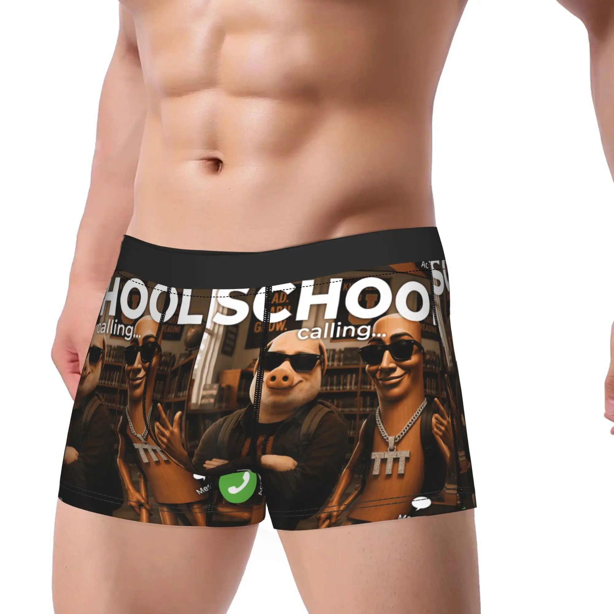 Gen Alpha Meme Back to School Calling John Pork Tung Sahur Boxershorts 3D Pouch Underwear Printing Shorts Briefs Novelty Panties