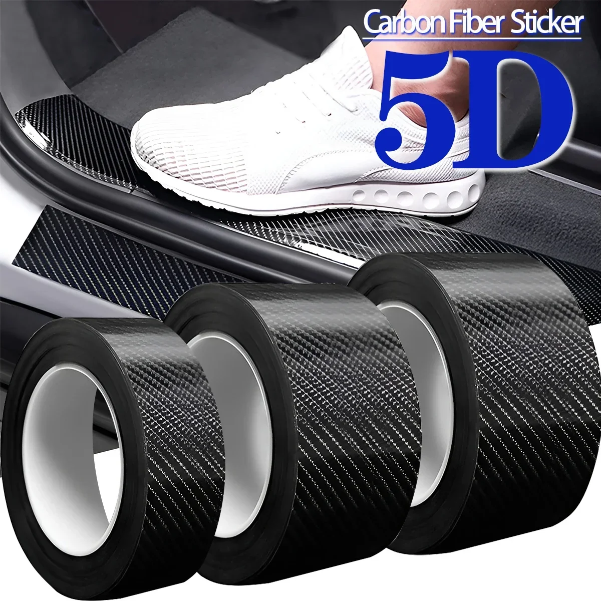 Carbon Fiber Sticker Car Door Sill Protector Film Anti Waterproof Scratch Tape for Auto Door Sill Edge Side Mirror B-pillar