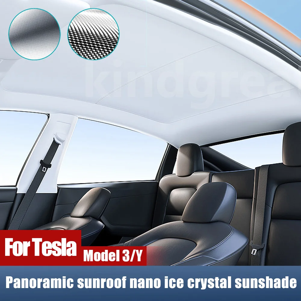 

For Tesla Model 3 Y 2021-2023 Front Rear Sunroof Skylight Upgrade Ice Cloth Buckle Sun Shades Glass Roof Sunshade